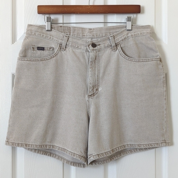 Riders by Lee Pants - Riders 90's Vintage Classic High Waisted Relaxed Fit Denim Jean Shorts Beige 34